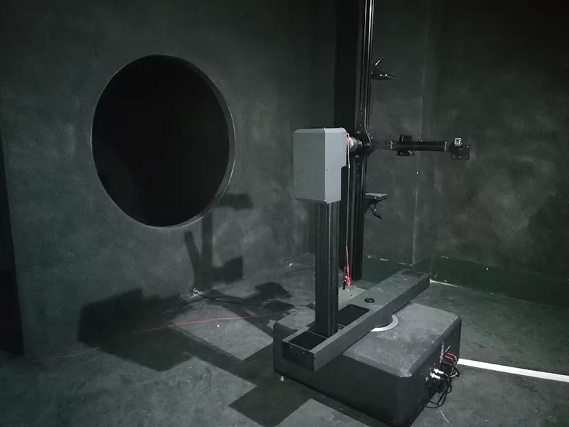 Gonio photometer testing light distribution in a dark room