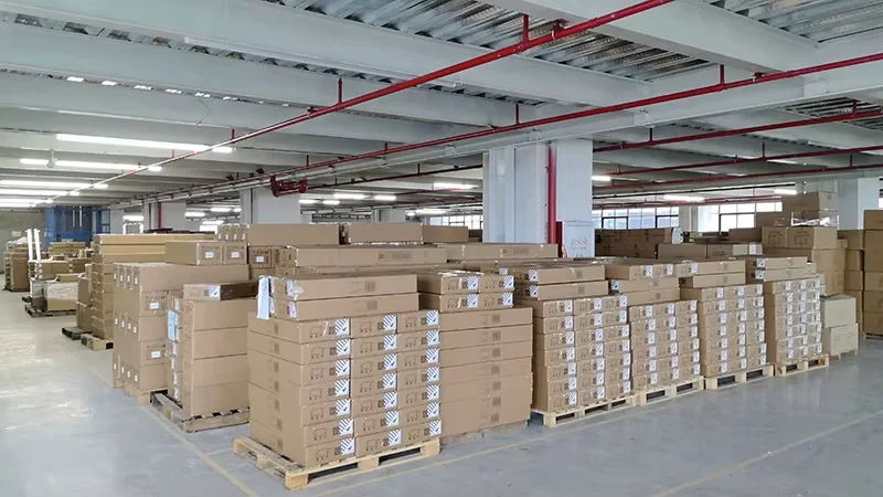 Finished DONTA-branded cartons staged on pallets ready for FOB shipment