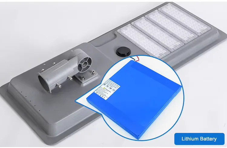 T2 Series Solar Street Light — product detail 2/9 · IP66 smart solar street light, 5-8 m pole, SMD 3535/3030 96-192 LED, 5V/50-80W panel