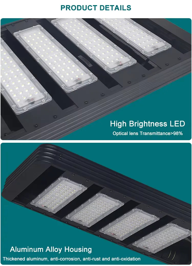 TK408 Series Solar Street Light — product detail 8/10 · IP66 all-in-one solar street light, 8-12 m pole, SMD 3030 60-120 LED, 15V/80-150W panel