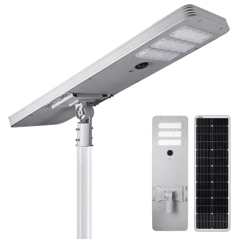 TR348 Series Solar Street Light — product detail 9/10 · IP66 all-in-one solar street light, 6-9 m pole, SMD 3030 144-192 LED, 5V/40-80W panel